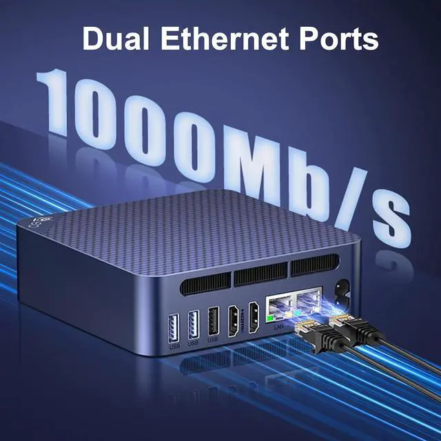 Alt view image 5 of 7 - Mini PC, EQ13 16GB DDR4 500GB PCIe3.0 SSD,  Alder Lake-N100 (up to 3.4GHz), Dual LAN Mini Computer Supports WiFi6, BT5.2, USB3.2, 4K@60Hz Dual Display, Home-Server/Network Firewall