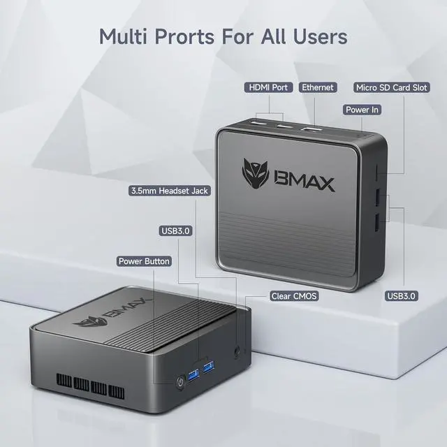 Alt view image 5 of 7 - B3 Mini PC,  N5095(Up to 2.9GHz), 8GB DDR4 RAM/256GB SSD, Mini Desktop Computer 4K Dual Screen Display Push-Pull Cover WiFi5/Dual HDMI/USB 3.0/BT4.2 Micro Pc Mini Computer