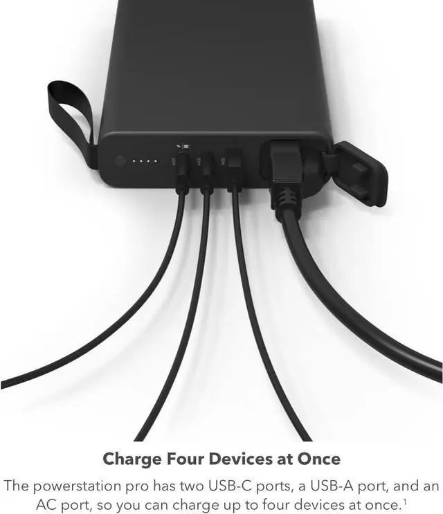 Alt view image 3 of 7 - powerstation pro AC (2023)-27,000 mAh External Battery compatbile With MacBook&iPad Portable PD battery with 100W of AC&60W USB-C Fast Charge integrated carry strap-USB-C cable included, Black