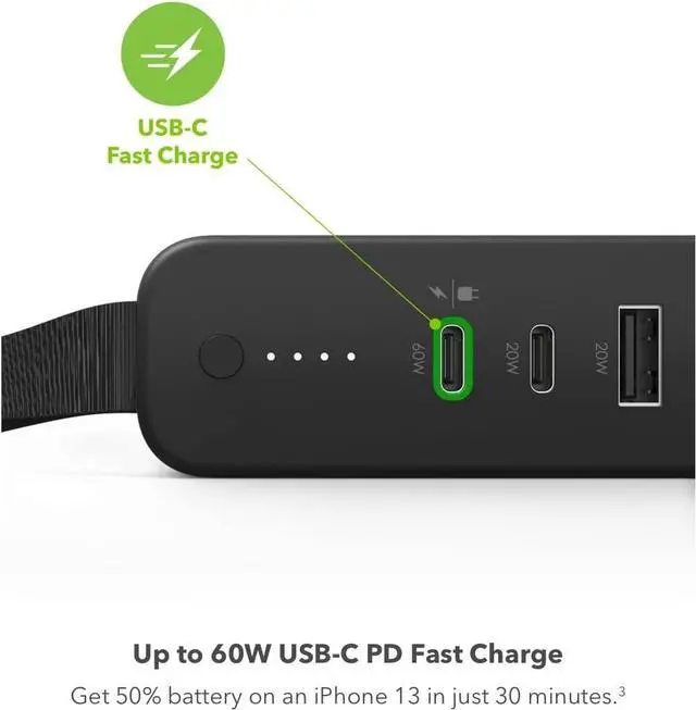 Alt view image 6 of 7 - powerstation pro AC (2023)-27,000 mAh External Battery compatbile With MacBook&iPad Portable PD battery with 100W of AC&60W USB-C Fast Charge integrated carry strap-USB-C cable included, Black
