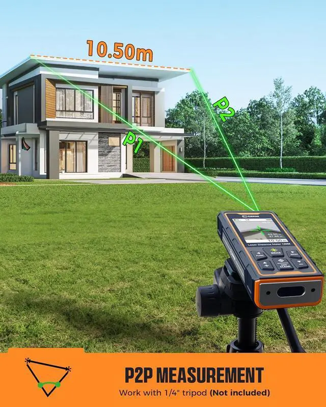 Alt view image 5 of 7 - Laser Measuring Tool, 393ft Green-Beam Laser Measure, Outdoor Laser Measurement Tool with 4X Camera, P2P Technology, IP68, Rechargeable Laser Distance Meter, Length, Area, Volume, Angle Sensor