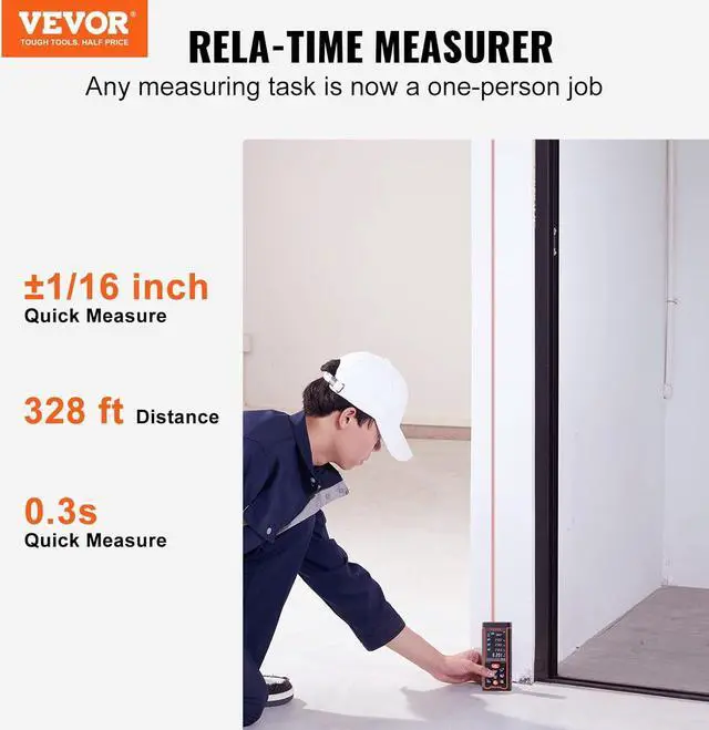 Alt view image 2 of 7 - Laser Measure, 328 Feet Laser Measurement Tool, Laser Distance Meter with Electronic Angle, M/Ft//in Unit Switching, 2.4'' Colorlit Screen, Measure Distance/Area/Volume, Pythagorean Mode
