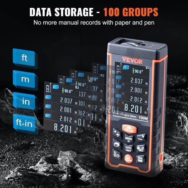 Alt view image 6 of 7 - Laser Measure, 328 Feet Laser Measurement Tool, Laser Distance Meter with Electronic Angle, M/Ft//in Unit Switching, 2.4'' Colorlit Screen, Measure Distance/Area/Volume, Pythagorean Mode