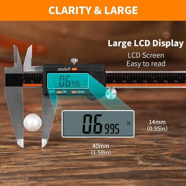 Alt view image 3 of 7 - Digital Caliper 12 Inch, Stainless Steel Caliper Measuring Tool with Large LCD Screen, Auto-Off Feature, Inch/Millimeter, Electronic Vernier Caliper for DIY, Jewelry, Parts,3D Printing