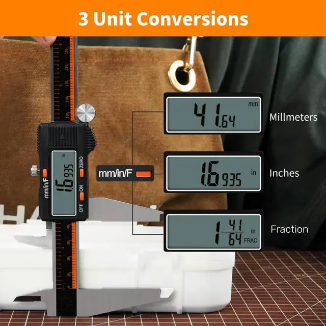 Alt view image 6 of 7 - Digital Caliper 12 Inch, Stainless Steel Caliper Measuring Tool with Large LCD Screen, Auto-Off Feature, Inch/Millimeter, Electronic Vernier Caliper for DIY, Jewelry, Parts,3D Printing