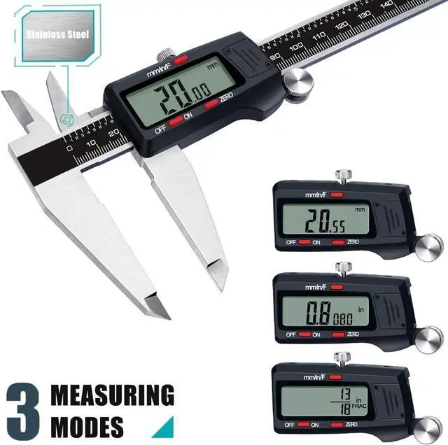 Alt view image 2 of 7 - Micrometer Caliper Tool, 12Inch Digital Caliper, Vernier Caliper with Stainless Steel, Large LCD Screen, Auto - Off Feature, Inch Metric Fraction Conversion
