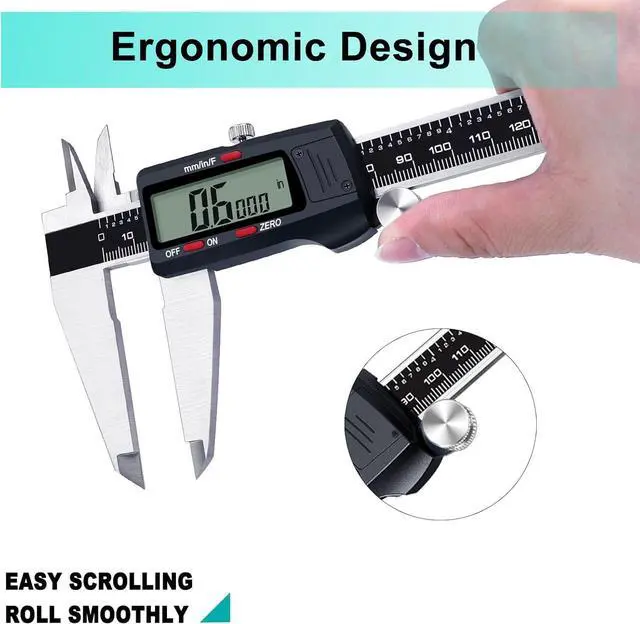 Alt view image 4 of 7 - Micrometer Caliper Tool, 12Inch Digital Caliper, Vernier Caliper with Stainless Steel, Large LCD Screen, Auto - Off Feature, Inch Metric Fraction Conversion