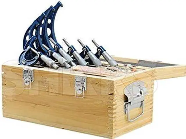 Alt view image 2 of 7 - 0-6" Premium Outside Micrometer 0.0001" Precision Solid Metal Frame Carbide Tip 6 pcs Set 303-2653N R)