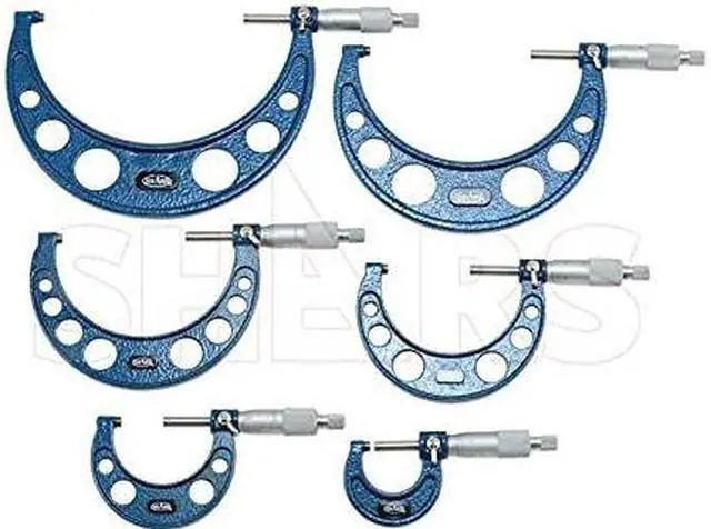 Alt view image 3 of 7 - 0-6" Premium Outside Micrometer 0.0001" Precision Solid Metal Frame Carbide Tip 6 pcs Set 303-2653N R)