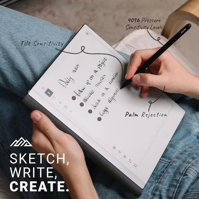 Alt view image 3 of 7 - EMR Stylus Remarkable 2 Pen Replacement with Digital Eraser + 5 Tips | 4096 Pressure Level Sensitivity & Palm Rejection | Digital Pen Marker Plus Compatible Kindle Scribe & Tablet Pen