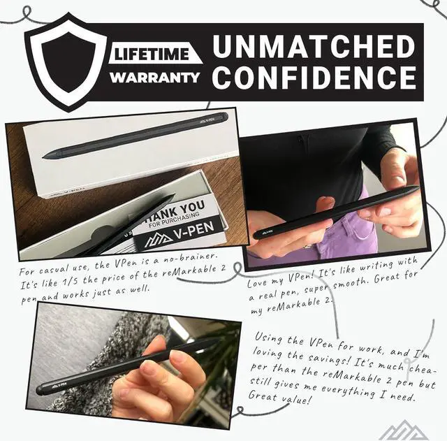 Alt view image 7 of 7 - EMR Stylus Remarkable 2 Pen Replacement with Digital Eraser + 5 Tips | 4096 Pressure Level Sensitivity & Palm Rejection | Digital Pen Marker Plus Compatible Kindle Scribe & Tablet Pen