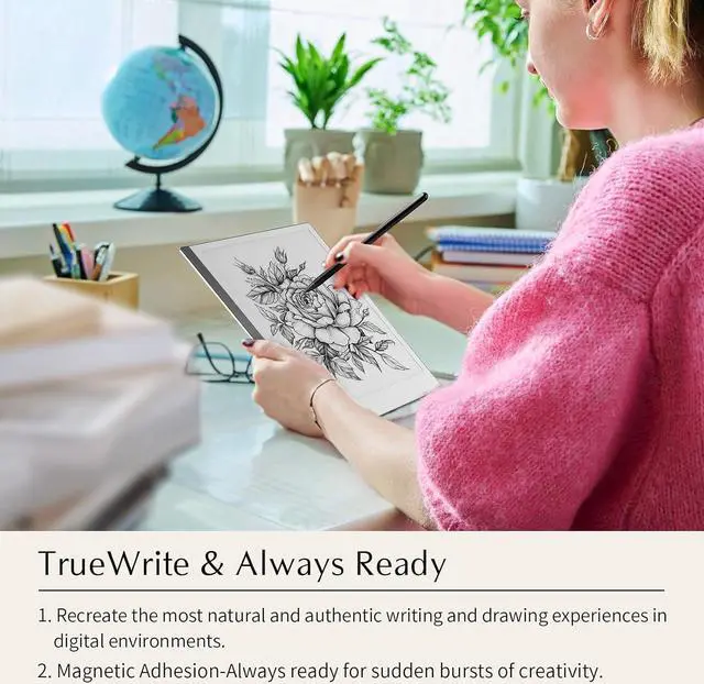 Alt view image 6 of 7 - Marker Pen Replacement for Remarkable 2, Digital Eraser,4096 Pressure Sensitivity, Palm Rejection, Remarkable Plus Pen Remarkable2 Stylus Pen, 5pcs Soft Tips/Nibs (White)