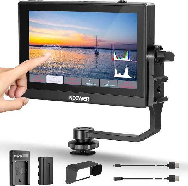 Main image of F500 5.5 Inch Camera Field Monitor, HDR Touch Screen with 3D LUT, Waveform, Vector Scope, Full HD 1920x1080 IPS 4K HDMI Loop in/Out DSLR Video Peaking Focus Assist, Tilt Arm, Battery & Charger