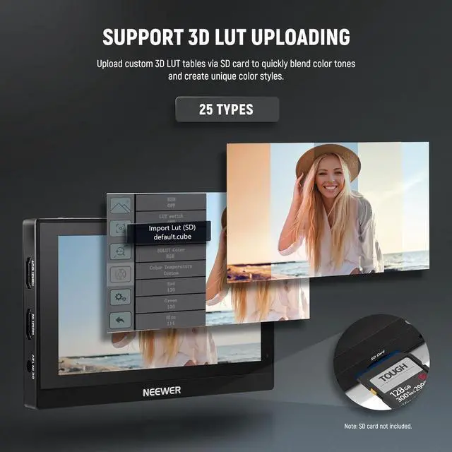 Alt view image 4 of 7 - F500 5.5 Inch Camera Field Monitor, HDR Touch Screen with 3D LUT, Waveform, Vector Scope, Full HD 1920x1080 IPS 4K HDMI Loop in/Out DSLR Video Peaking Focus Assist, Tilt Arm, Battery