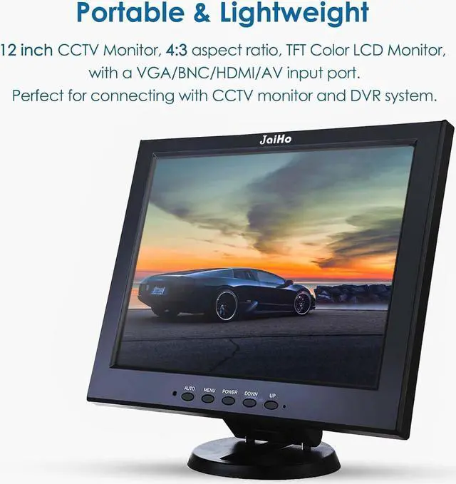 Alt view image 5 of 7 - 12 Inch LCD Security CCTV Monitor, 800x600 4:3 Resolution Color TFT LCD Display Screen with VGA/HDMI/AV/BNC/MIC USB Ports for Surveillance Camera, STB and Other Video Equipment