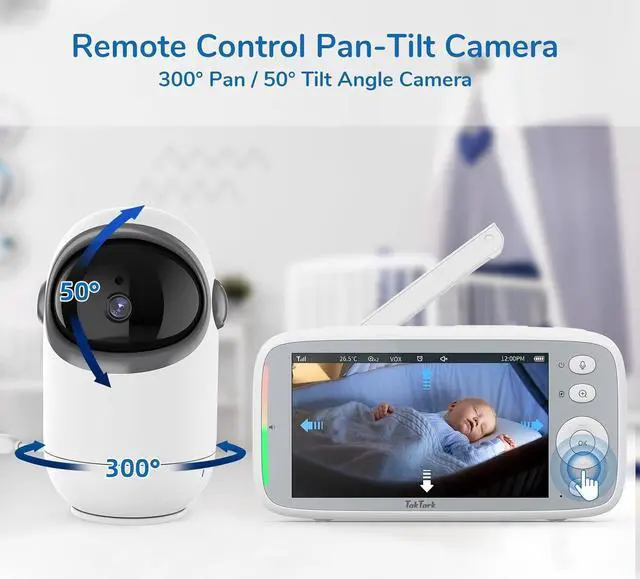 Alt view image 2 of 7 - HD 720P Baby Monitors, Video Baby Monitor with 2 Cameras and Audio, Night Light, 960ft Range, 2 Way Audio, Digital Zoom, Night Vision, VOX Sound Detection, Ideal for New Parent