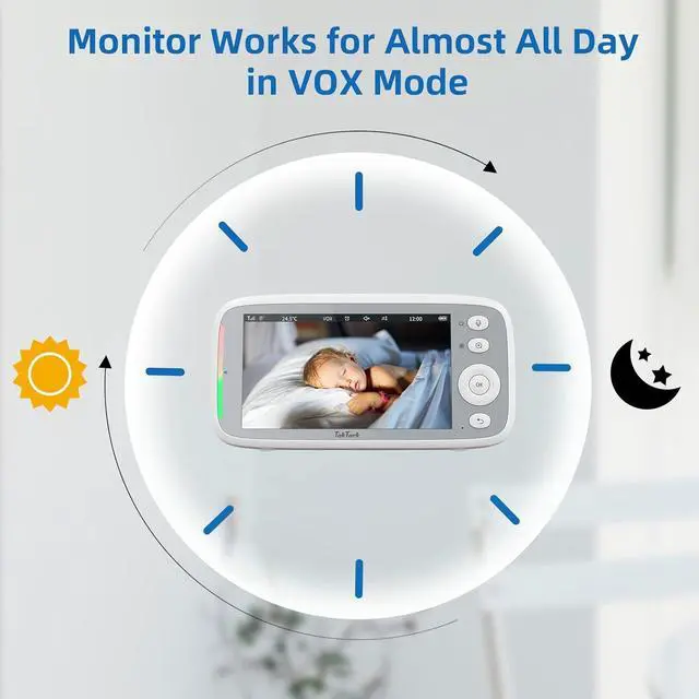 Alt view image 5 of 7 - HD 720P Baby Monitors, Video Baby Monitor with 2 Cameras and Audio, Night Light, 960ft Range, 2 Way Audio, Digital Zoom, Night Vision, VOX Sound Detection, Ideal for New Parent