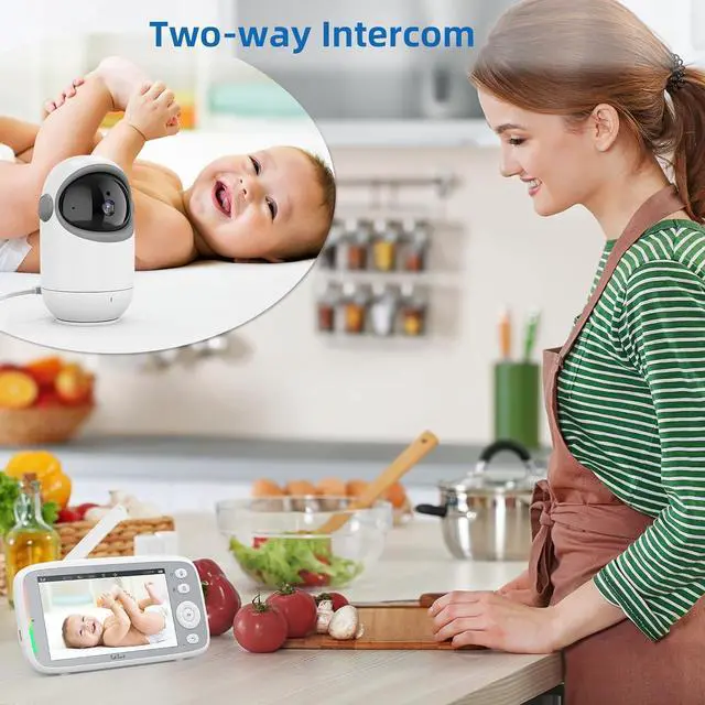 Alt view image 7 of 7 - HD 720P Baby Monitors, Video Baby Monitor with 2 Cameras and Audio, Night Light, 960ft Range, 2 Way Audio, Digital Zoom, Night Vision, VOX Sound Detection, Ideal for New Parent