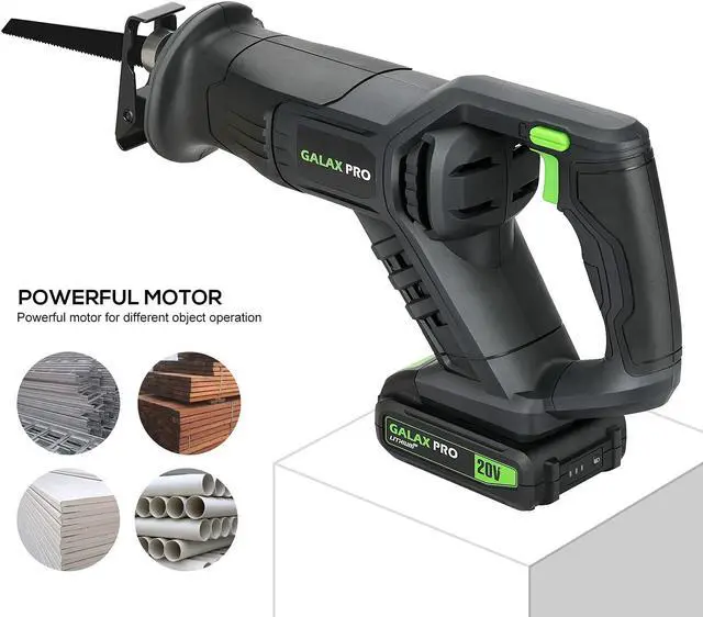 Alt view image 5 of 7 - Reciprocating Saw, Cordless Reciprocating Saw with battery, 0-3000RPM, 20V 2.0Ah Cordless Saw, 3pcs 6-inch Wood Saw Blade & 2pcs 6-inch Metal Saw Blade for thin wooden board, soft metal