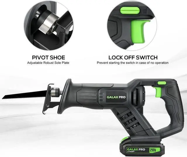 Alt view image 6 of 7 - Reciprocating Saw, Cordless Reciprocating Saw with battery, 0-3000RPM, 20V 2.0Ah Cordless Saw, 3pcs 6-inch Wood Saw Blade & 2pcs 6-inch Metal Saw Blade for thin wooden board, soft metal