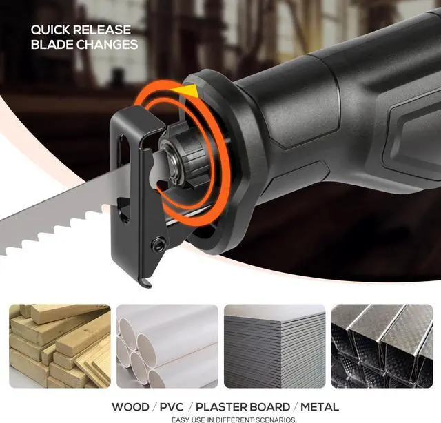 Alt view image 4 of 7 - 120V Reciprocating Saw, 6.0 Amp Variable Speed Corded Reciprocating Saw with 4/5" Stroke Length, 3000 SPM and 4-1/2" Max for Wood, Metal, PVC Pipe Cutting