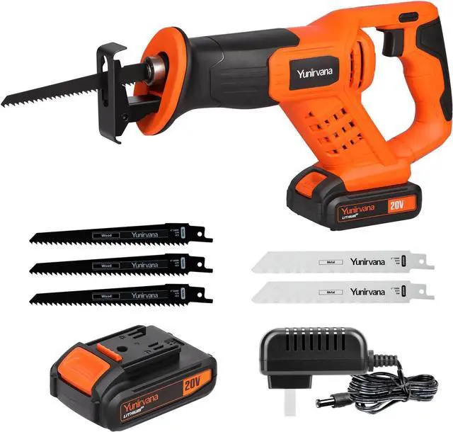 Main image of 20V Reciprocating Saws, Variable Speed 0-3000 SPM Cordless Reciprocating Saw, Tool-Free Blade Change, 3pcs 6" Wood Saw Blades & 2pcs 6" Metal Saw Blades, with 2.0Ah Batteries & Fast Charger