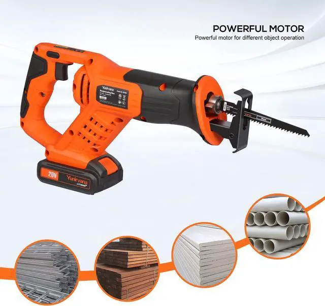 Alt view image 5 of 7 - 20V Reciprocating Saws, Variable Speed 0-3000 SPM Cordless Reciprocating Saw, Tool-Free Blade Change, 3pcs 6" Wood Saw Blades & 2pcs 6" Metal Saw Blades, with 2.0Ah Batteries & Fast Charger