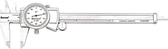 Main image of Dial Caliper with Adjustable Bezel and Fitted Case - White Face, 0-6" Range, +/-0.001" Accuracy, .001" Graduations - 3202-6