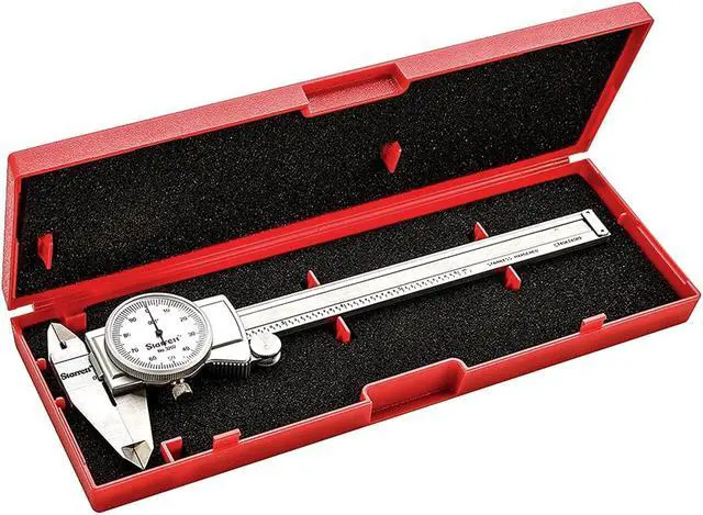 Alt view image 2 of 6 - Dial Caliper with Adjustable Bezel and Fitted Case - White Face, 0-6" Range, +/-0.001" Accuracy, .001" Graduations - 3202-6