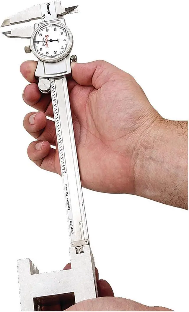 Alt view image 5 of 6 - Dial Caliper with Adjustable Bezel and Fitted Case - White Face, 0-6" Range, +/-0.001" Accuracy, .001" Graduations - 3202-6