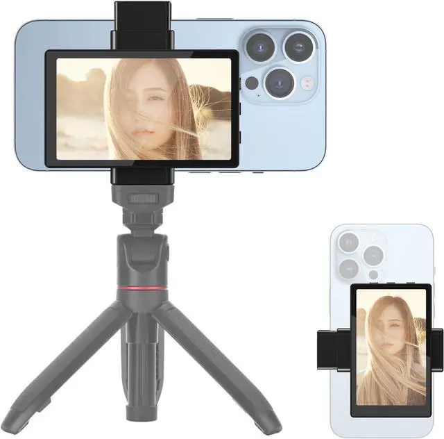Main image of Phone Vlog Selfie Monitor Screen, Magnetic Phone Holder Clip Mount, Using Phone Rear Camera for Selfie Vlog Live Stream TikTok, Compatible with iPhone (NOT Supports 4K Recording)