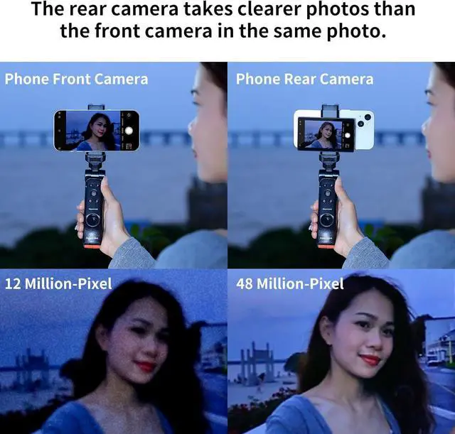 Alt view image 3 of 6 - Phone Vlog Selfie Monitor Screen, Magnetic Phone Holder Clip Mount, Using Phone Rear Camera for Selfie Vlog Live Stream TikTok, Compatible with iPhone (NOT Supports 4K Recording)