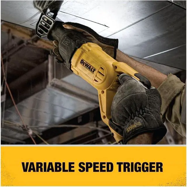 Alt view image 2 of 7 - Reciprocating Saw, 12 Amp, 2,900 RPM, 4-Position Blade Clamp, Variable Speed Trigger, Corded (DWE305)