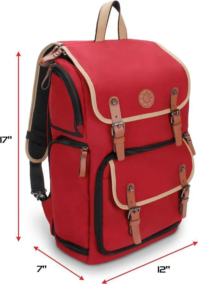 Alt view image 2 of 7 - Full-Size Trading Card Storage Box Backpack for Playing Card Case - Card Binder Space, TCG Deck Box Storage, Playmat Holder - Compatible with Magic the Gathering, YuGiOh, DnD (Red)