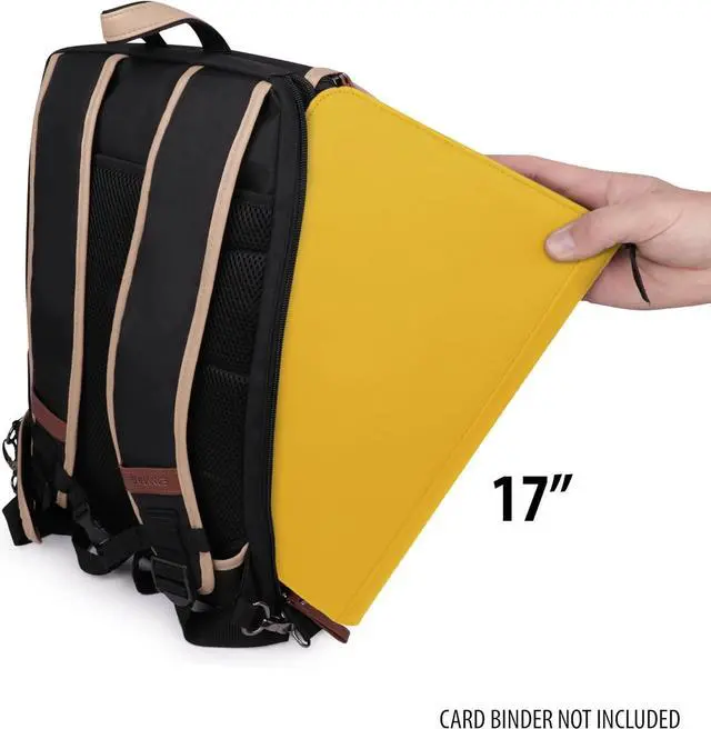 Alt view image 5 of 7 - Designer Edition Trading Card Backpack - MTG Deck Bag with Card Binder Space, TCG Deck Box Storage, Playmat Holder (Canvas Look - Black)