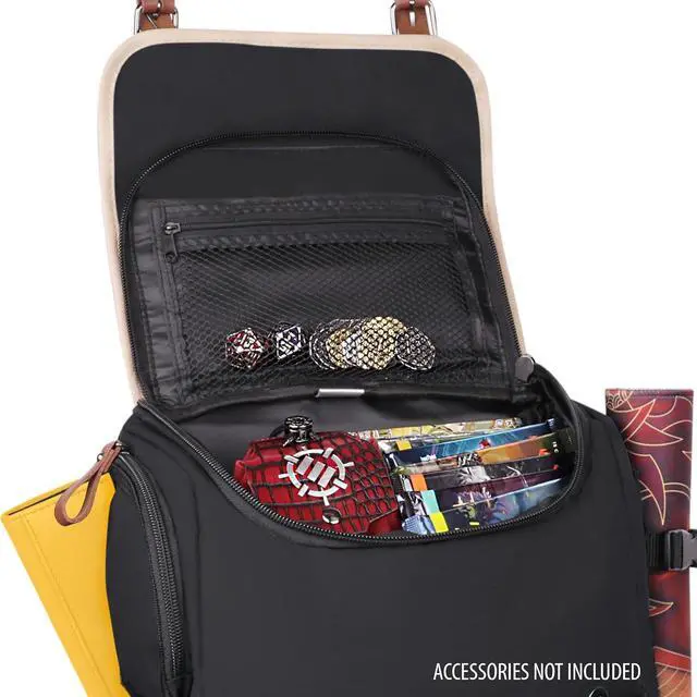 Alt view image 7 of 7 - Designer Edition Trading Card Backpack - MTG Deck Bag with Card Binder Space, TCG Deck Box Storage, Playmat Holder (Canvas Look - Black)