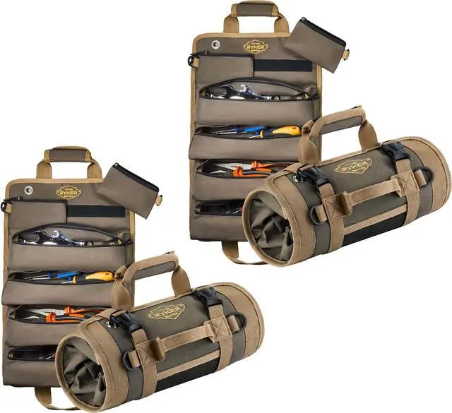 Main image of The Ryker Bag Tool Organizers (2-pack) Small Tool Bag With Detachable Pouches, Heavy Duty Roll Up Tool Bag Organizer With 6 Tool Pouches - Tool Roll Organizer For Mechanic & Hobbyist