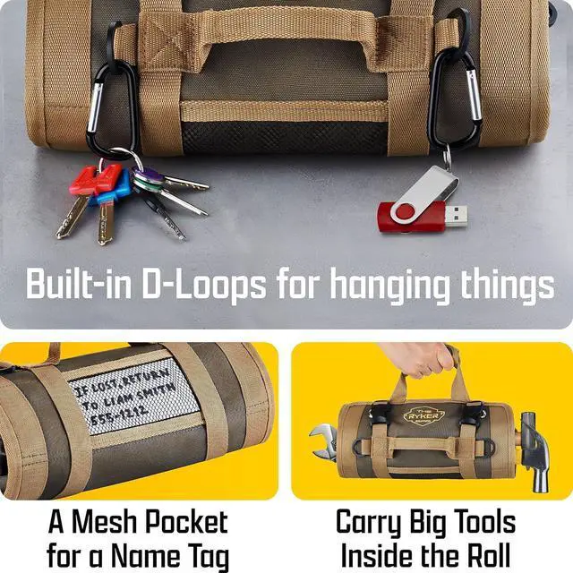 Alt view image 7 of 7 - The Ryker Bag Tool Organizers (2-pack) Small Tool Bag With Detachable Pouches, Heavy Duty Roll Up Tool Bag Organizer With 6 Tool Pouches - Tool Roll Organizer For Mechanic & Hobbyist