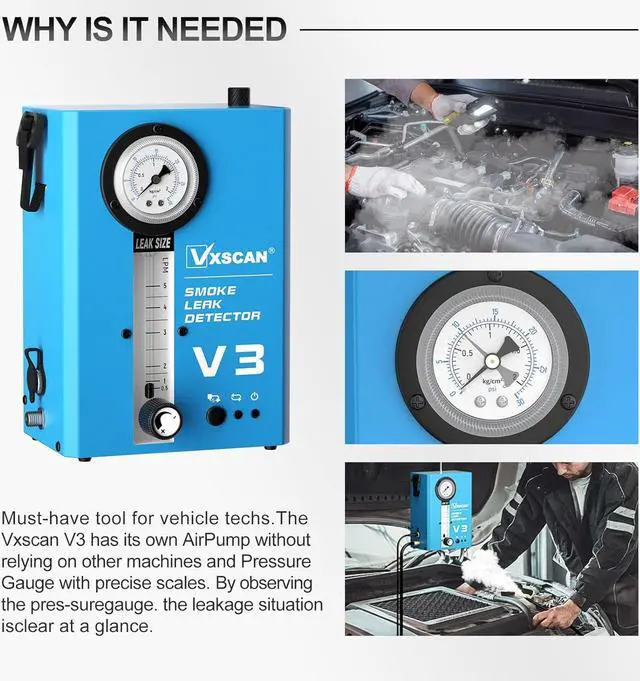 Alt view image 3 of 7 - Automotive Smoke Machine Leak Detector,EVAP Smoke Machine for Cars with Built-in Air Pump and Pressure Gauge, Flow Meter, Dual Mode for All DC12V Vehicles in Vacuum,Fuel and Other Cars System
