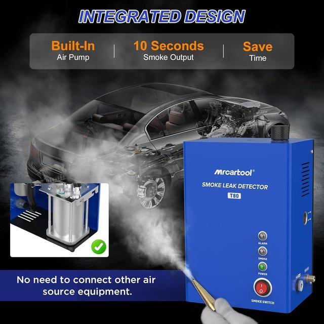 Alt view image 4 of 6 - T80 Automotive Smoke Machine Leak Detector, EVAP Vacuum Smoke Tester Machine with Liquid Level Gauge, Built-in Air Pump Smoke Detector for All DC 12V Vehicles