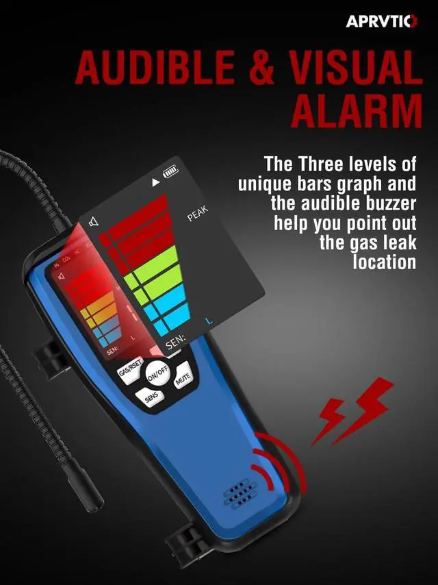 Alt view image 3 of 7 - Aprvtio ALD-200 ASHP Freon Leak Detector Battery Powered, Freon Sniffer Automotive Halogen Gas Leak Detector Detect R22, R134a, R415b, R417a CFCs HCFCs HFCs HCs
