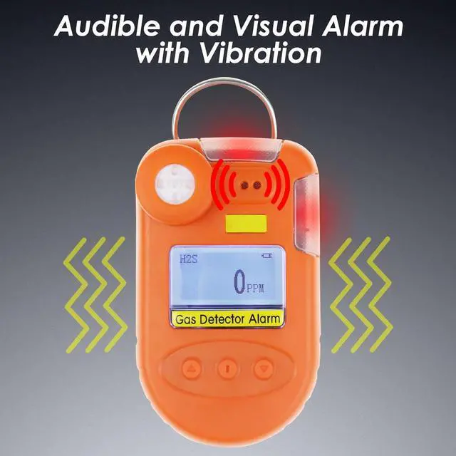 Alt view image 4 of 7 - High Precision MCU Control H2S Gas Detector 0~100ppm H2S Monitor Clip on, Digital Hydrogen Sulfide Detector with LCD Backlit Alarm Data Records and Real-time Clocks Display, Rechargeable