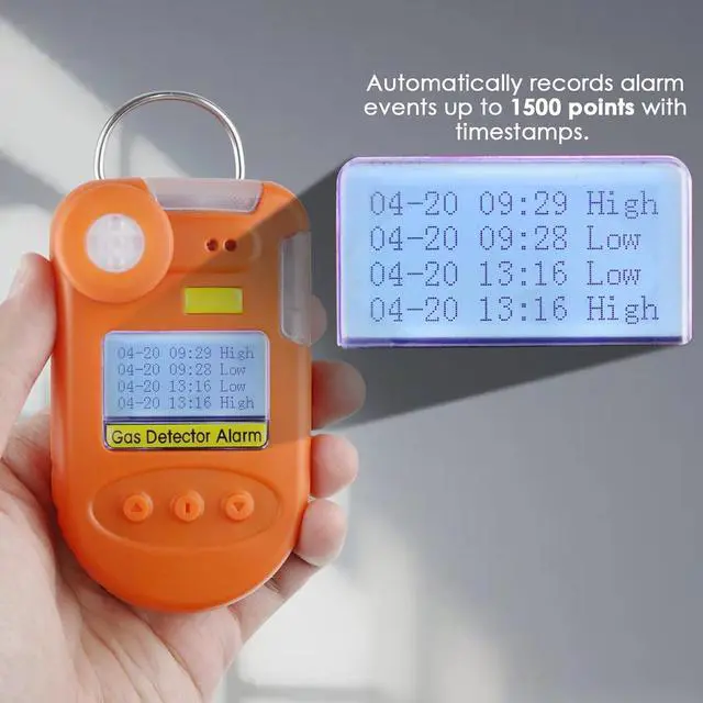 Alt view image 2 of 7 - High Precision MCU Control H2S Gas Detector 0~100ppm H2S Monitor Clip on, Digital Hydrogen Sulfide Detector with LCD Backlit Alarm Data Records and Real-time Clocks Display, Rechargeable
