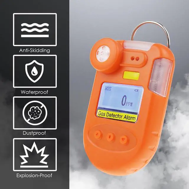 Alt view image 6 of 7 - High Precision MCU Control H2S Gas Detector 0~100ppm H2S Monitor Clip on, Digital Hydrogen Sulfide Detector with LCD Backlit Alarm Data Records and Real-time Clocks Display, Rechargeable