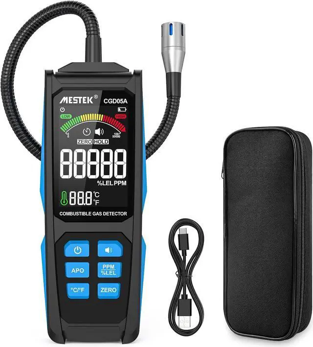 Main image of Gas Detector with Audible & Visual Alarm, Rechargeable Gas Sniffer with 11.3-inch Gooseneck, Locating Propane, Natural Gas, Combustible Gas Leak for Home and RV