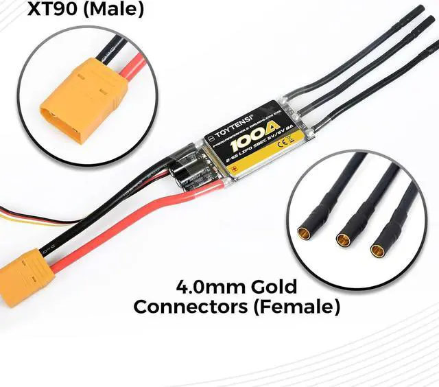 Alt view image 4 of 7 - 100A 2-6S RC Brushless Motor ESC for RC Plane Airplane with SBEC 5V/6V 8A