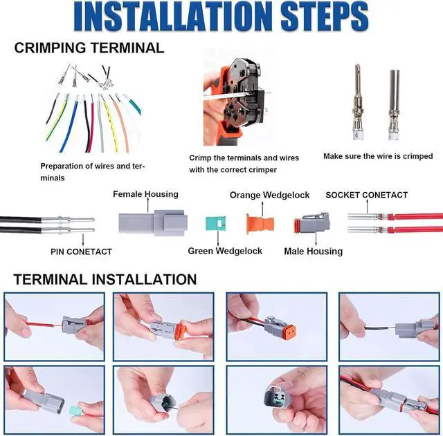 Alt view image 7 of 7 - 236PCS 5 Set Deutsch DT Connector Kit, 2 3 4 6 Pin Gray Waterproof Electrical Connector with Solid Contact and Seal Plug for Truck, Boat, Off-Road Vehicles, Agriculture, Marine, Motorcycle Wiring.
