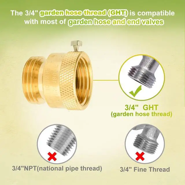 Alt view image 2 of 7 - Anti Siphon Valve, Vacuum Breaker Set (12 Pcs), 3/4 Inch GHT Backflow Preventer Hose Bib Valve, Brass for Outdoor Faucet, Garden Spigot, RV, Anti-Backflow Hose Connector with Sealing Tape