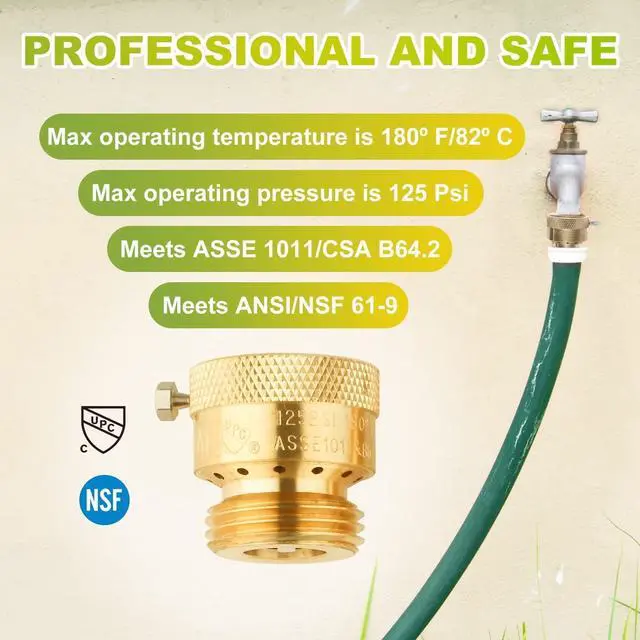 Alt view image 5 of 7 - Anti Siphon Valve, Vacuum Breaker Set (12 Pcs), 3/4 Inch GHT Backflow Preventer Hose Bib Valve, Brass for Outdoor Faucet, Garden Spigot, RV, Anti-Backflow Hose Connector with Sealing Tape