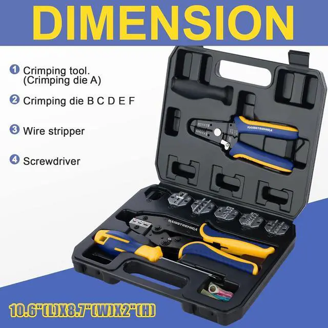 Alt view image 3 of 6 - 8PCS Crimping Tool Set - Ratchet Wire Crimping Tool for Heat Shrink,Insulated Nylon,Non-Insulated,Ferrule Wire End,Open Barrel Terminals,Solar Connectors